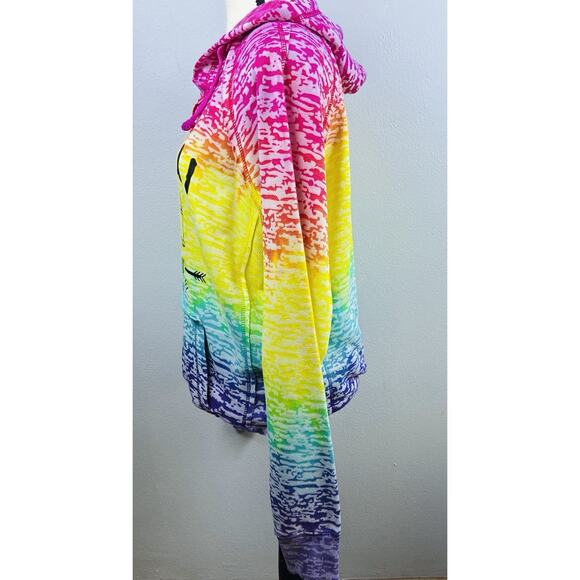 Aloha Hawaii Sz L Color Block Ombre Bold Colorful Hawaiian Vtg Maui LS Hoodie - Picture 3 of 8